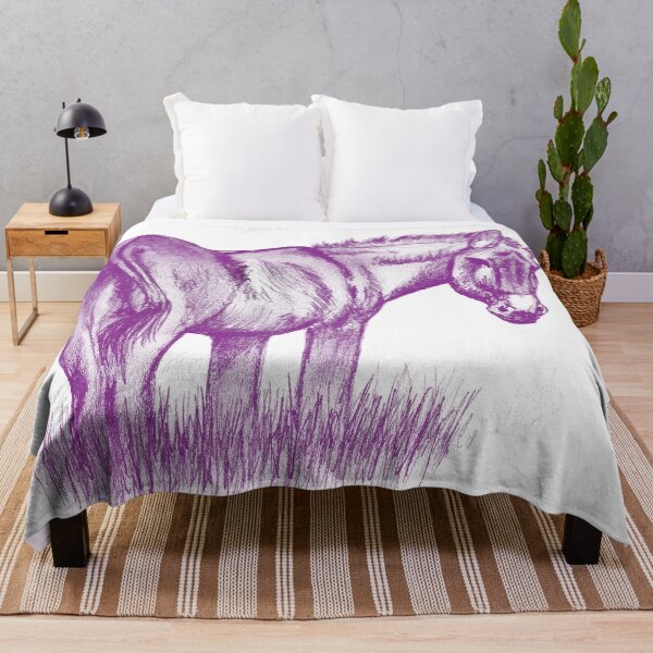 Item preview, Drawing of a donkey looking behind him, rear side view - colorized version purple red designed and sold by SylvieG18.