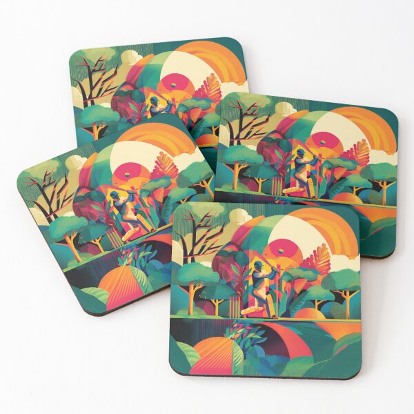 Item preview, Psychedelic twist on a cricket scene with bold colors and abstract shapes Art Inspired By Nature And The Active Outdoors designed and sold by CDC40.