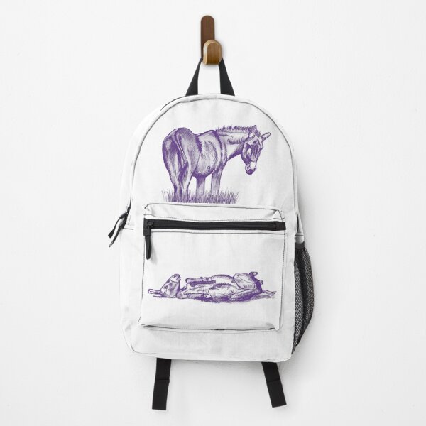 Item preview, Drawing of a donkey looking behind him, rear side view - colorized version purple blue designed and sold by SylvieG18.