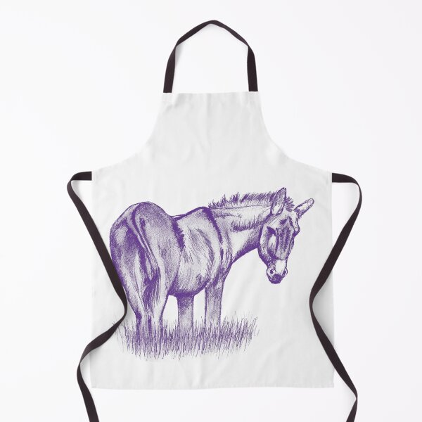 Item preview, Drawing of a donkey looking behind him, rear side view - colorized version purple blue designed and sold by SylvieG18.