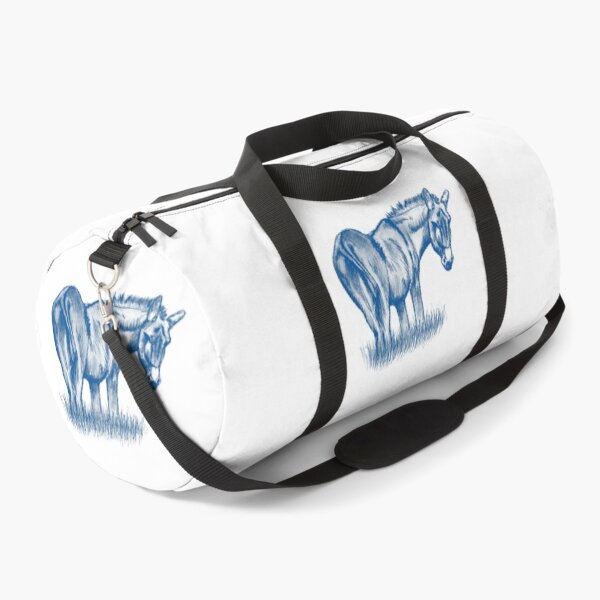 Item preview, Drawing of a donkey looking behind him, rear side view - blue colored version designed and sold by SylvieG18.
