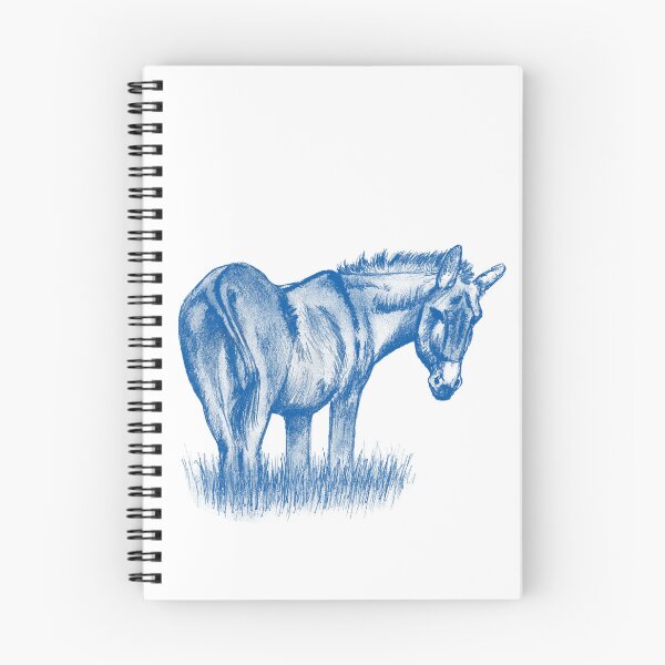 Item preview, Drawing of a donkey looking behind him, rear side view - blue colored version designed and sold by SylvieG18.