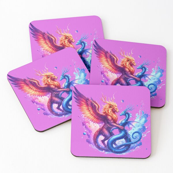 Item preview, A Dance of Fire and Water | Elemental Dragon & Lion Soulmates designed and sold by E-SarnEdge.