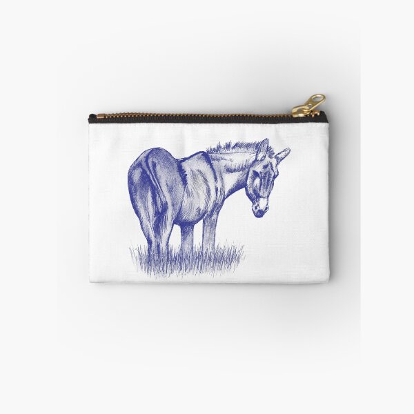 Item preview, Drawing of a donkey looking behind him, rear side view - navy blue colorized version designed and sold by SylvieG18.