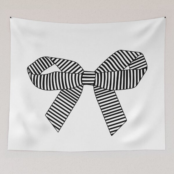 Item preview, Black Striped Ribbon Bow – Elegant Minimal Bow, Girly Coquette Aesthetic Design designed and sold by PnrArtDesign.