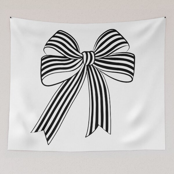 Item preview, Black Striped Ribbon Bow – Elegant Minimal Coquette Aesthetic Design designed and sold by PnrArtDesign.
