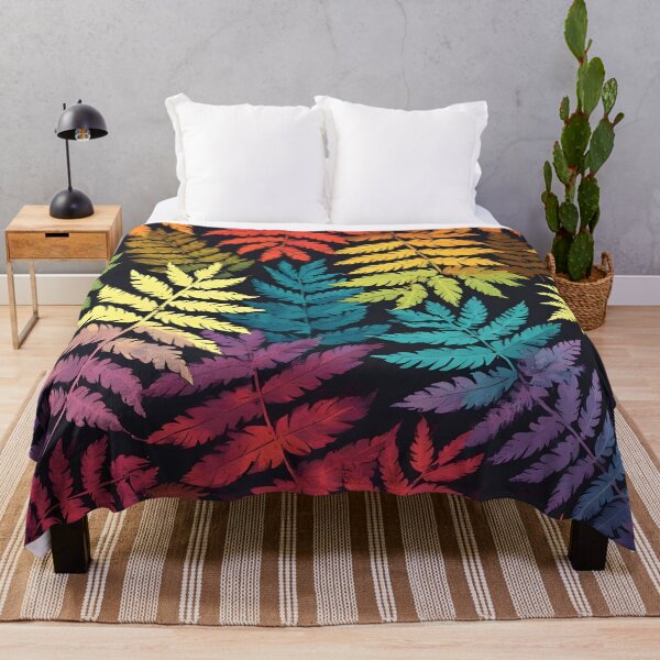 Item preview, Vibrant Rainbow Silver Fern Fronds Leaf Print designed and sold by LeafPrints.