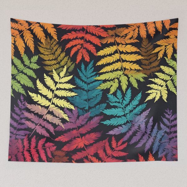 Item preview, Vibrant Rainbow Silver Fern Fronds Leaf Print designed and sold by LeafPrints.