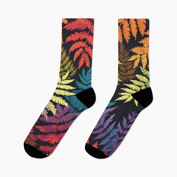 Item preview, Vibrant Rainbow Silver Fern Fronds Leaf Print designed and sold by LeafPrints.