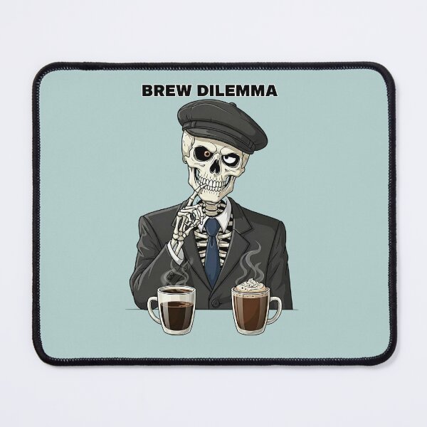 Item preview, Brew Dilemma — Stylish Skeleton Choosing Coffee or Cocoa | Funny Caffeine Lover Art designed and sold by Pjotre7.