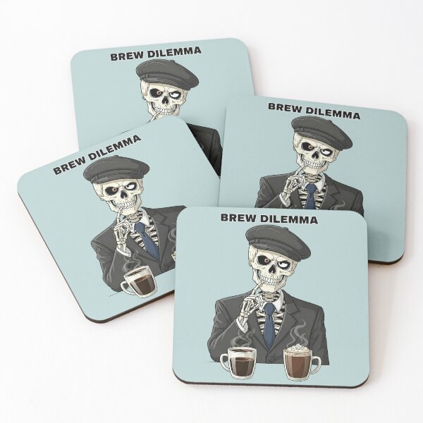 Item preview, Brew Dilemma — Stylish Skeleton Choosing Coffee or Cocoa | Funny Caffeine Lover Art designed and sold by Pjotre7.