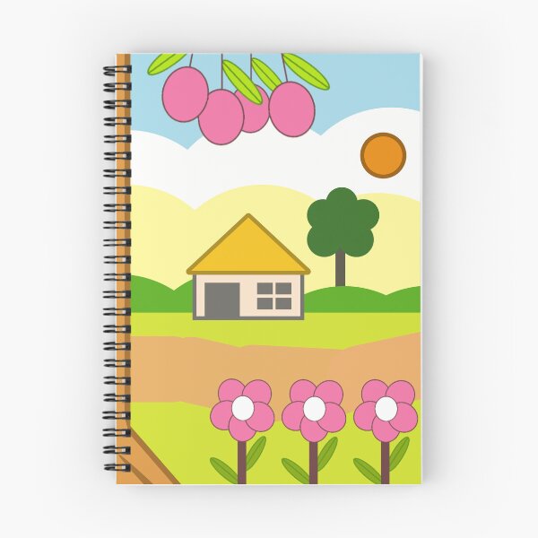 Item preview, Colorful Cartoon Countryside House With Flowers And Tree  designed and sold by Shape Snip Studio.