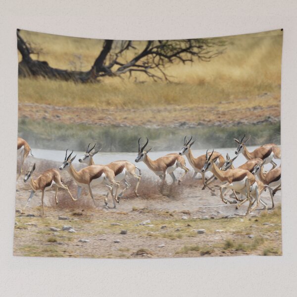 Item preview, Dust and Grace – A Herd of Springbok Running Free in Etosha designed and sold by DavideAntoniani.