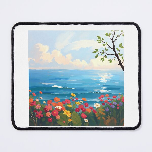 Item preview, Impressionistic Seascape with Blooming Garden designed and sold by sharon1210.