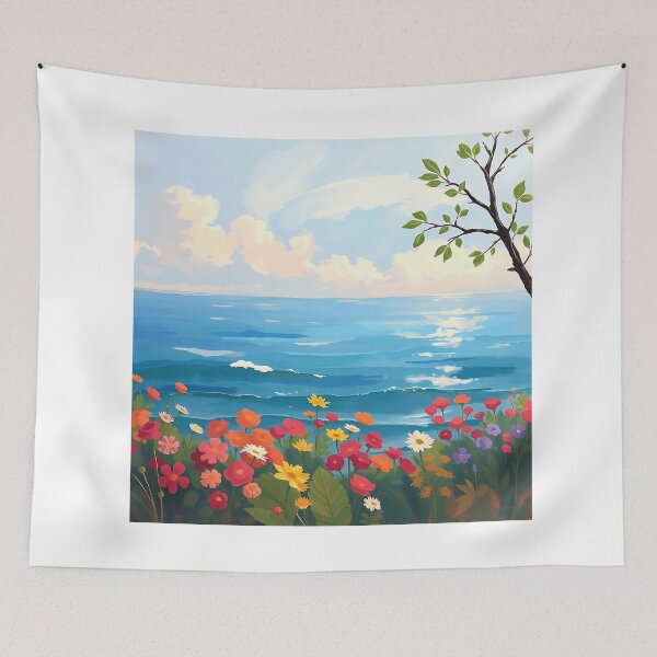 Item preview, Impressionistic Seascape with Blooming Garden designed and sold by sharon1210.