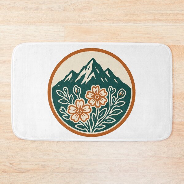 Item preview, Vintage Screen Print Mountain Flower Logo | Retro Nature Emblem Design designed and sold by ldjcustomdesign.