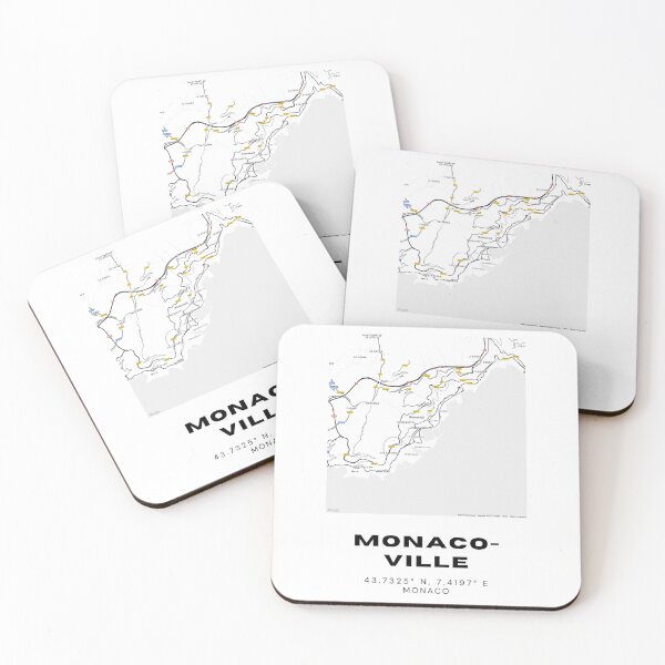 Aperçu de l'œuvre Carte de Monaco-Ville | Art minimaliste en noir et blanc du quartier historique créée et vendue par RM-Journey.