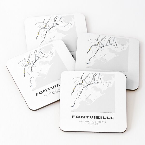 Item preview, Fontvieille Monaco Map Print | Modern Minimalist Coastal Design designed and sold by RM-Journey.