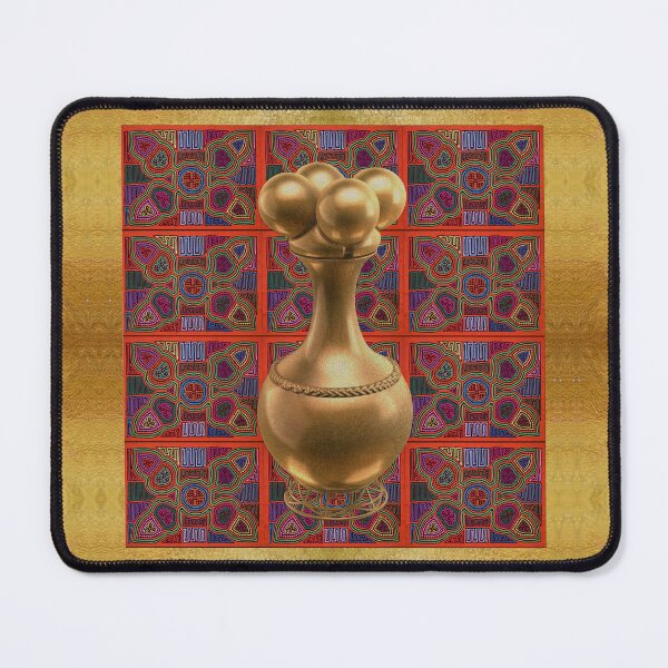 Item preview, Digital Rendering of a Pre-Columbian Quimbaya Poporo in Gold Leaf on a Mola Inspired Pattern designed and sold by Diego-t.