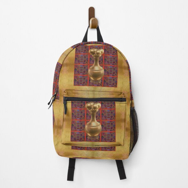 Item preview, Digital Rendering of a  Pre-Columbian Quimbaya Poporo in Gold Leaf on a Mola Inspired Pattern designed and sold by Diego-t.