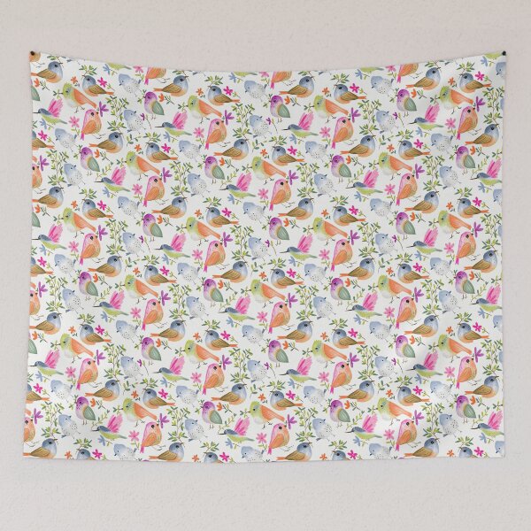 Item preview, Watercolour Birds and Branches Illustrated Pattern designed and sold by Monie Illustrates.