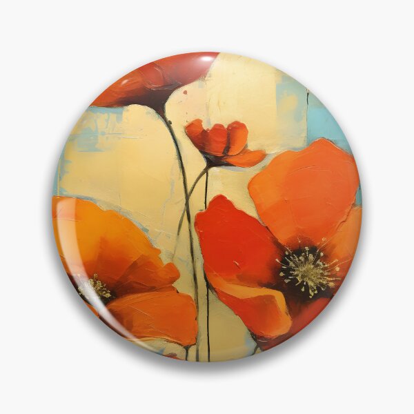 Artikelvorschau, Schicke orange Mohnblumen auf Aqua und Gelb entworfen und verkauft von DEC02.