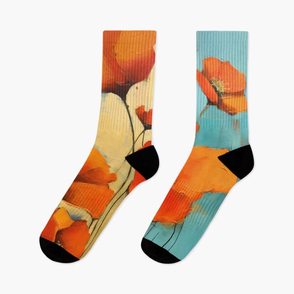 Item preview, Chic Orange Poppy Flowers On Aqua And Yellow designed and sold by DEC02.