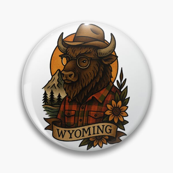 Item preview, Wyoming State Bison Vintage Tattoo Style | Nifty Fifty Collection designed and sold by Zippitydodads.