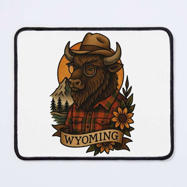 Item preview, Wyoming State Bison Vintage Tattoo Style | Nifty Fifty Collection designed and sold by Zippitydodads.
