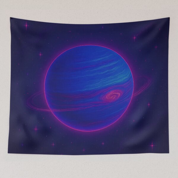 Item preview, Neptune – The Distant Blue Giant in Neon Glow designed and sold by JWsNeonHorizons.