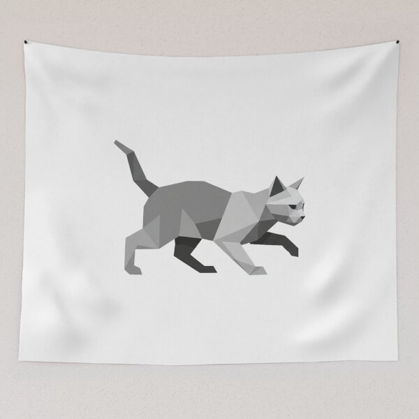 Item preview, Gray geometric cat stalking designed and sold by bsbd-action.