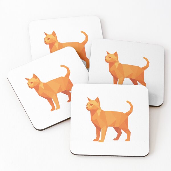 Item preview, Bright orange geometric cat designed and sold by bsbd-action.