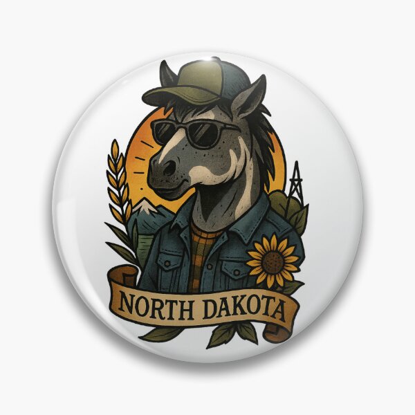 Item preview, North Dakota State Horse Vintage Tattoo Style | Nifty Fifty Collection designed and sold by Zippitydodads.