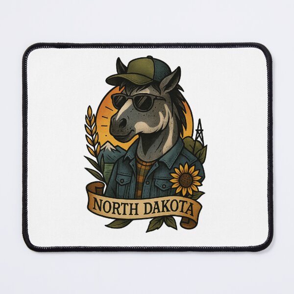 Item preview, North Dakota State Horse Vintage Tattoo Style | Nifty Fifty Collection designed and sold by Zippitydodads.