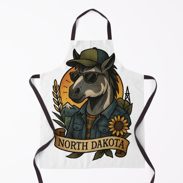 Item preview, North Dakota State Horse Vintage Tattoo Style | Nifty Fifty Collection designed and sold by Zippitydodads.