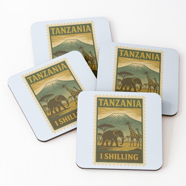 Item preview, Vintage Tanzania Postage Stamp – Mount Kilimanjaro and African Wildlife Retro Design designed and sold by Travellerz.