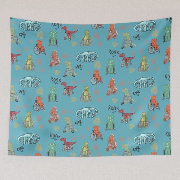 Item preview, Dinos with Mobility Device Blanket Design designed and sold by InclusiveDinos.