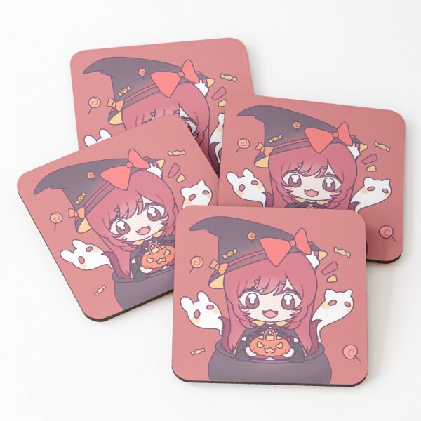 Item preview, Cute Chibi Nekomata Witch Anime Girl – Kawaii Halloween VTuber Akane (Akanekoninja) Red BG designed and sold by AkaneSpiritShop.