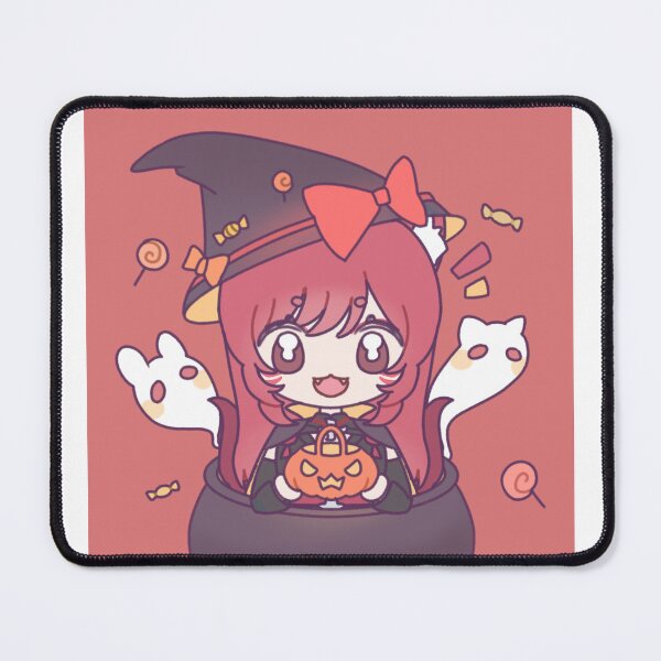 Item preview, Cute Chibi Nekomata Witch Anime Girl – Kawaii Halloween VTuber Akane (Akanekoninja) Red BG designed and sold by AkaneSpiritShop.