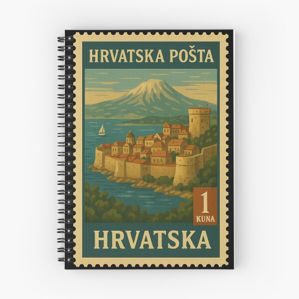 Artikelvorschau, Vintage Kroatien Briefmarke – Adriaküste und historische Architektur Retro-Design entworfen und verkauft von Travellerz.