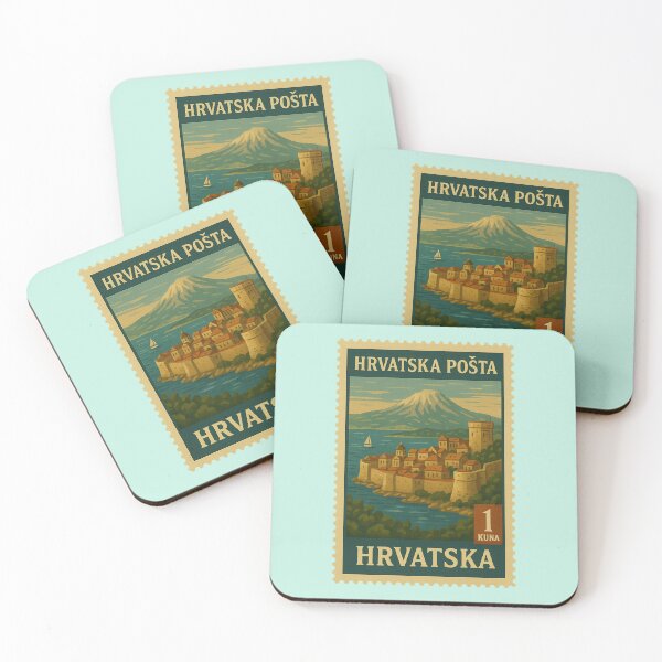 Item preview, Vintage Croatia Postage Stamp – Adriatic Coast and Historic Architecture Retro Design designed and sold by Travellerz.