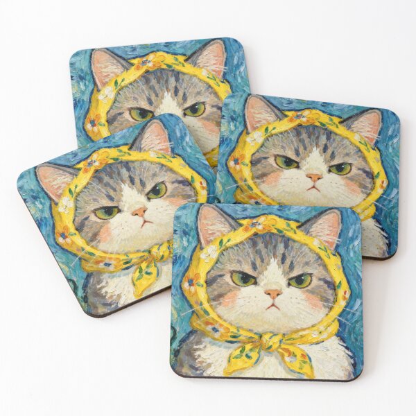 Item preview, Van Gogh style cat designed and sold by CedarSprite.