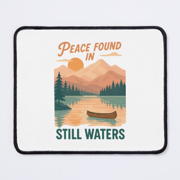 Item preview, Peace Found in Still Waters - Serene Nature Scene with Canoe and Mountains designed and sold by inkoutninja.