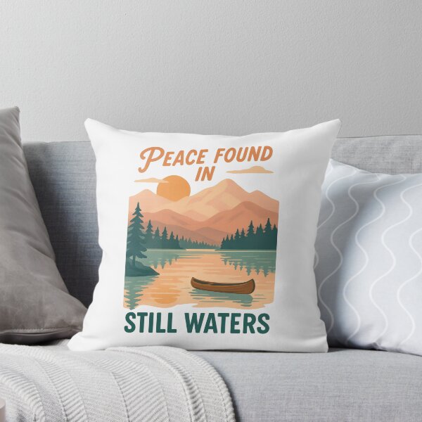 Item preview, Peace Found in Still Waters - Serene Nature Scene with Canoe and Mountains designed and sold by inkoutninja.