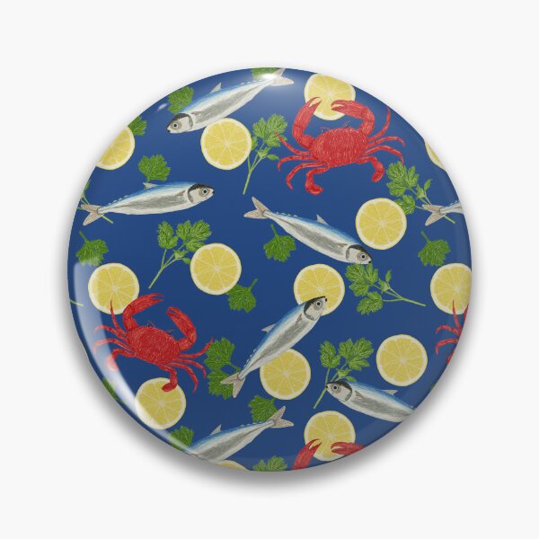 Item preview, Nautical Pattern with Fish, Crabs and Lemon designed and sold by AlarconStudio.