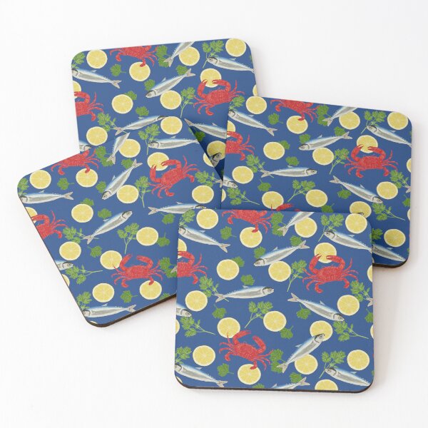 Item preview, Nautical Pattern with Fish, Crabs and Lemon designed and sold by AlarconStudio.