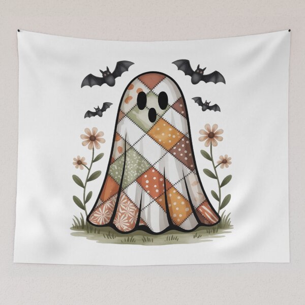 Item preview, Cute Spooky Patchwork Floral Ghost Chicken Halloween designed and sold by CraftyCuttable.