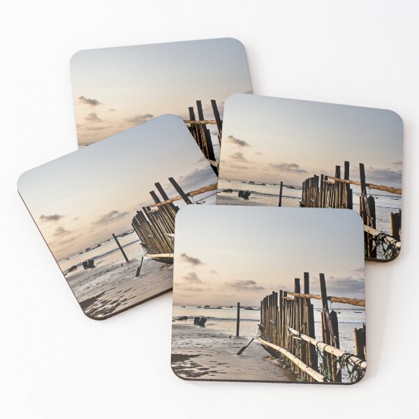 Item preview, Bamboo fence facing the ocean at sunset designed and sold by franck380.