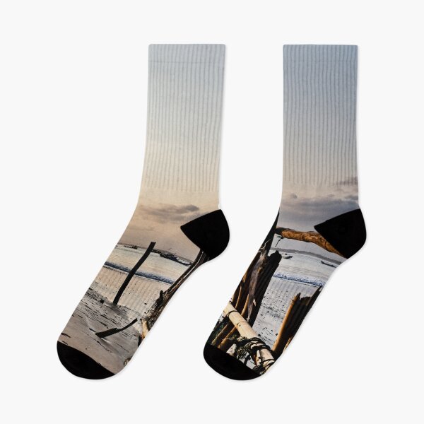 Item preview, Bamboo fence facing the ocean at sunset designed and sold by franck380.