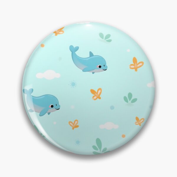 Item preview, Seamless Cute Cartoon Sea Creatures Pattern with Dolphins, Clownfish, Jellyfish & Turtles on Aqua Background designed and sold by skysshobu.